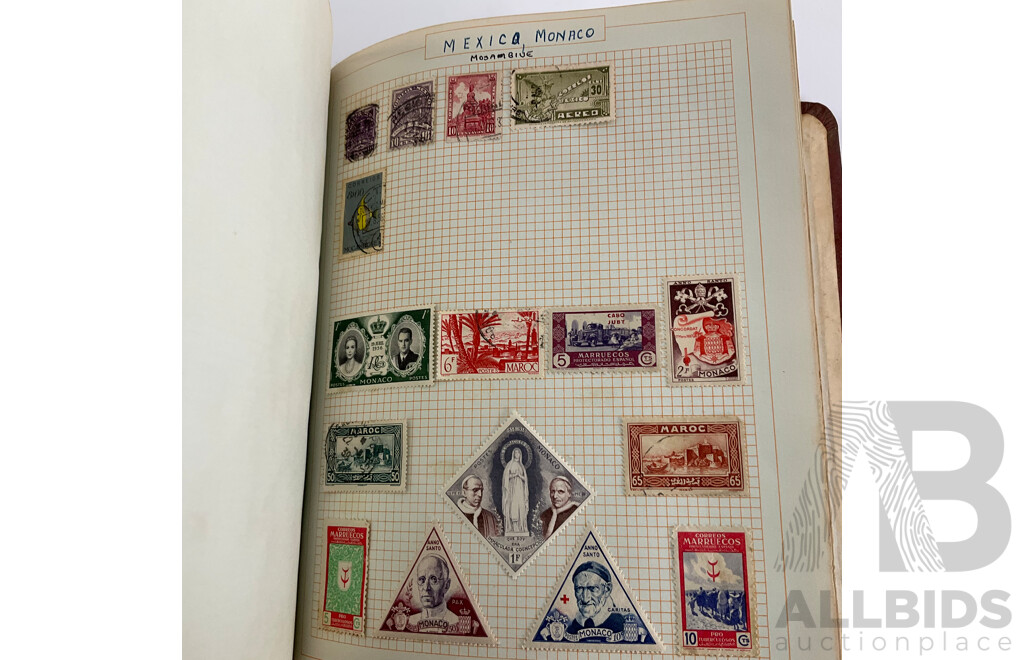 Album of Antique and Vintage International Stamps Including Australian Predecimal/Colonial, New Zealand, Austria, Belgium, Canada, China, Denmark, France, Germany, Britain, Holland, Japan, USA and More
