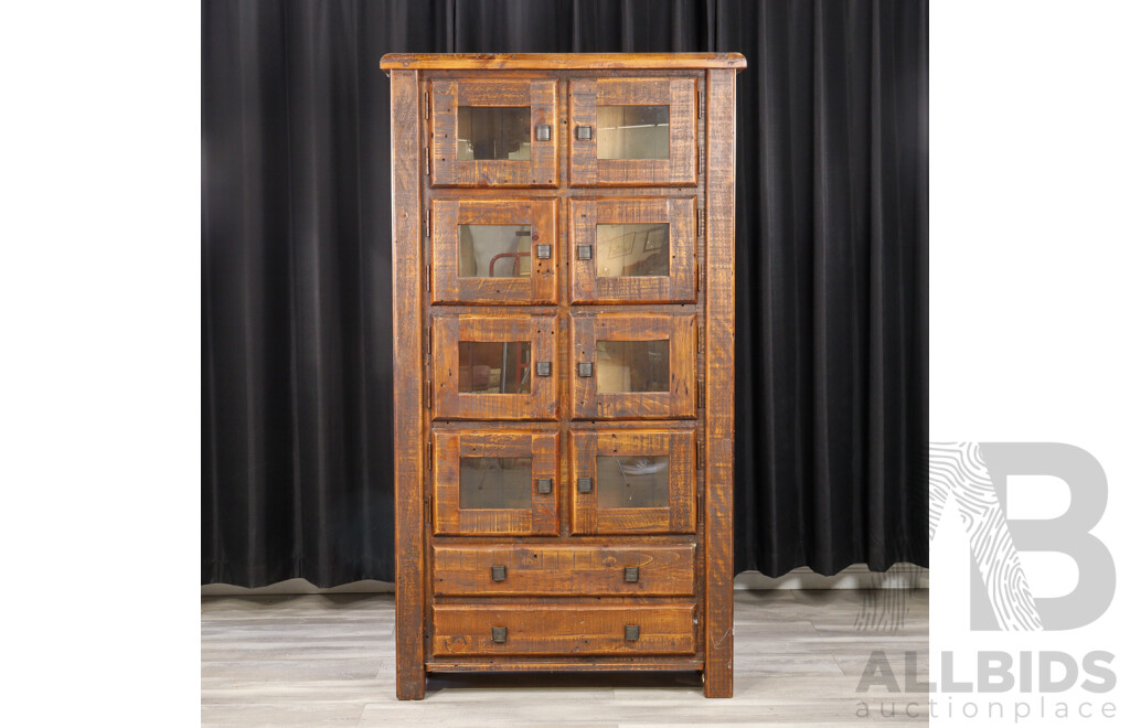 Rustic Eight Door Storage Cabinet