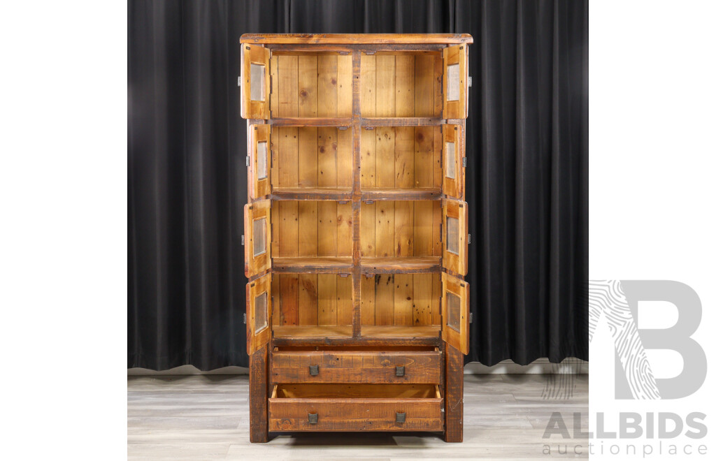 Rustic Eight Door Storage Cabinet