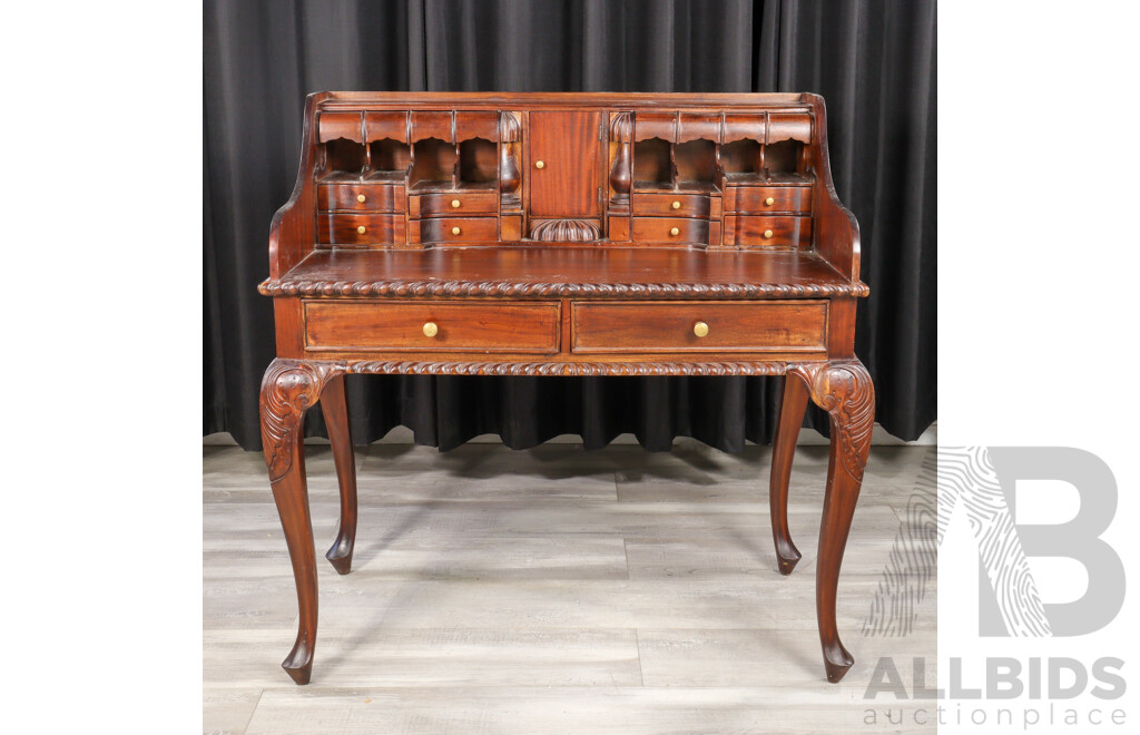 Reproduction Mahogany Bureau Desk