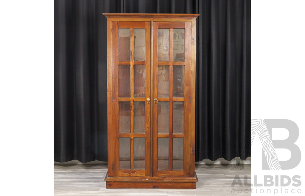 Hardwood Display Cabinet with Glass Panel Doors
