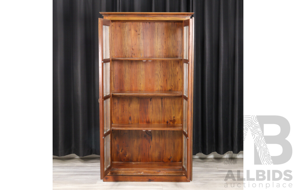 Hardwood Display Cabinet with Glass Panel Doors