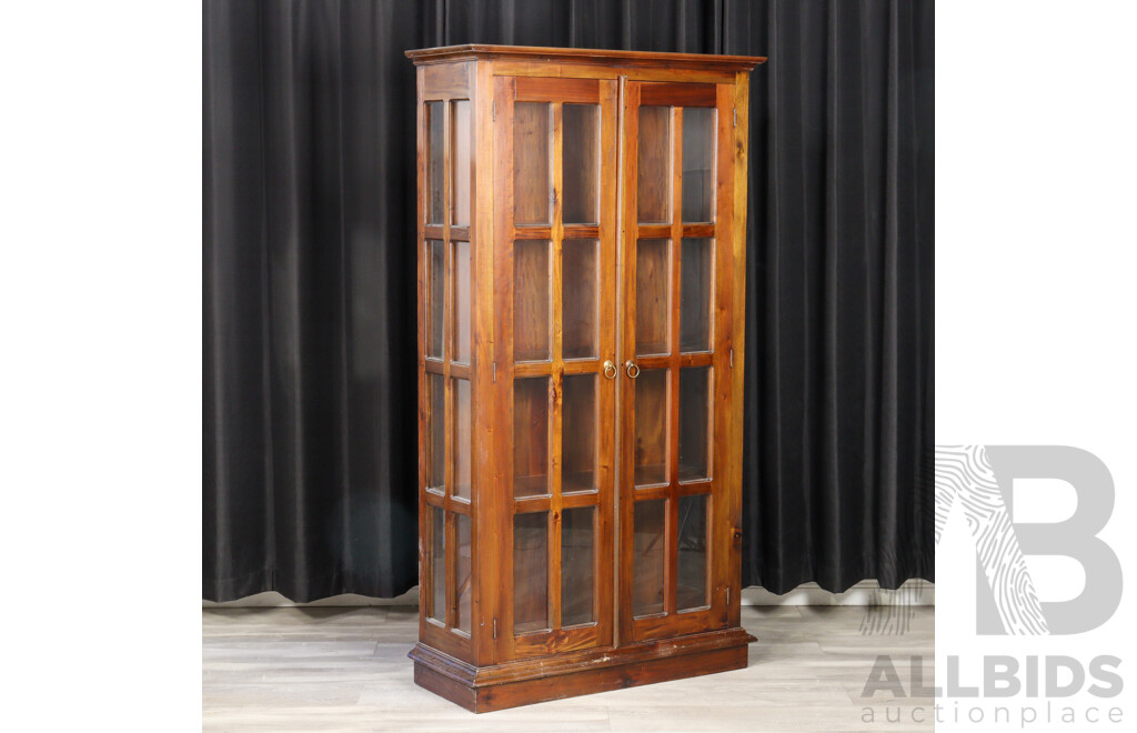 Hardwood Display Cabinet with Glass Panel Doors