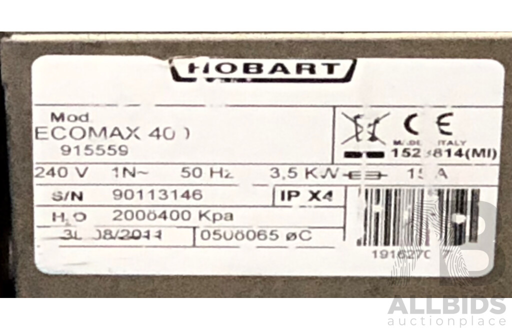 Hobart Ecomax 400 Under Bench Glass Washer