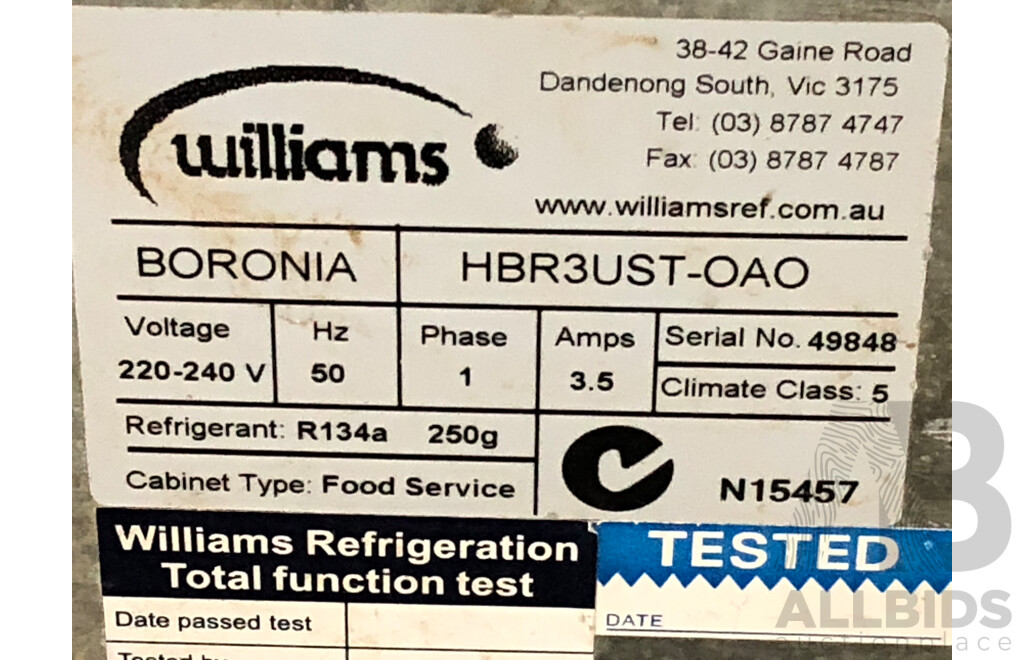 Williams Boronia Stainless Steel Three Glass Door Mobile Refrigerator