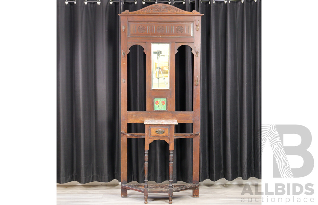 Late Edwardian Mirrored Back Hall Stand