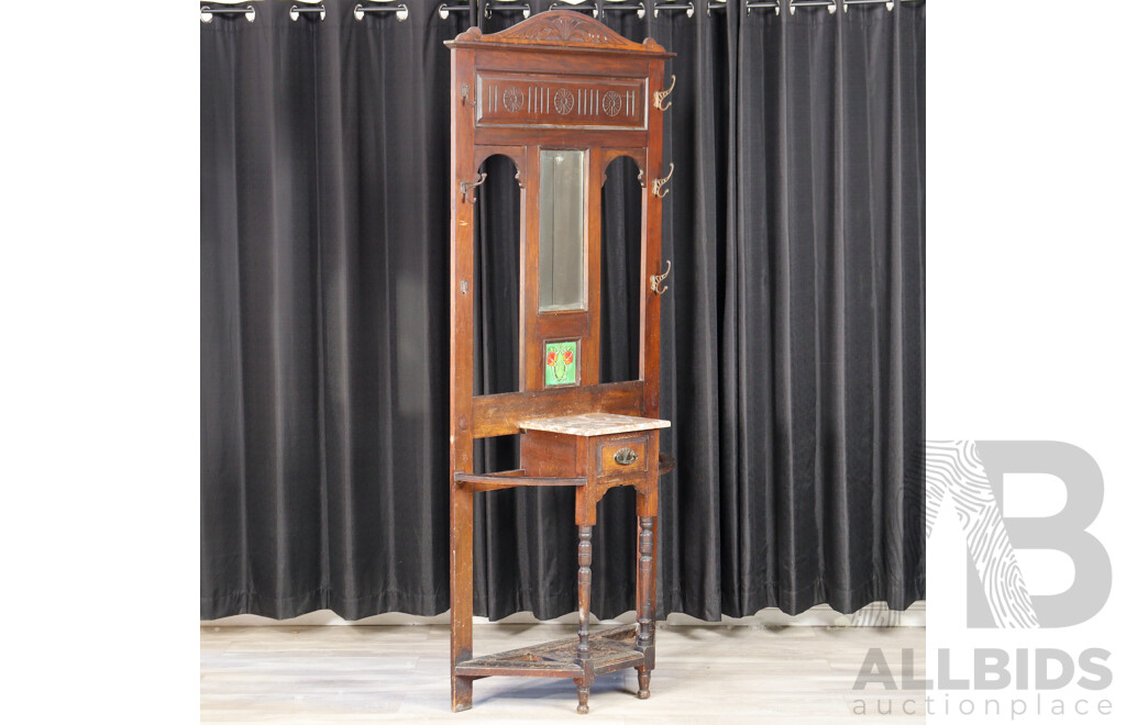 Late Edwardian Mirrored Back Hall Stand