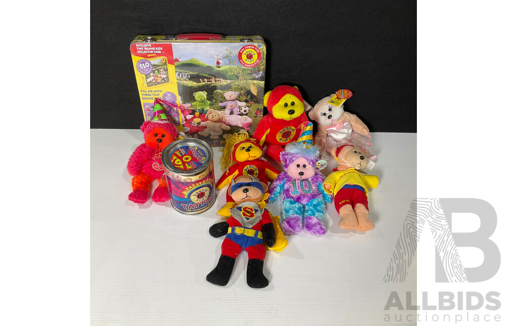 Collection of Beanie Kids Including Toys, Temporary Tattoos and Case