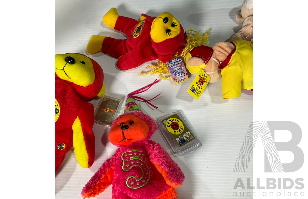 Collection of Beanie Kids Including Toys, Temporary Tattoos and Case