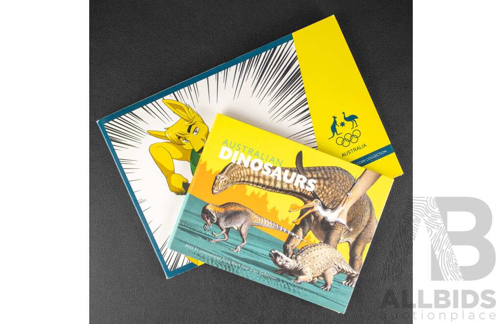 Australian RAM 2022 Four Commemorative One Dollar Set, Australian Dinosaurs, Privy Mark with 2022 Commonwealth Games Seven Coin Set, 2020 Unleash the Spirit Five Coin Set