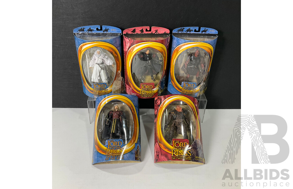 Collection of Five Lord of the Rings Figures in Original Packaging