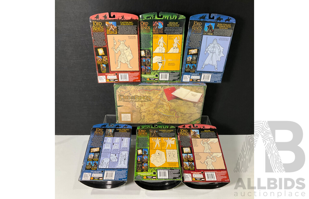 Collection of Seven Lord of the Rings Figures in Original Packaging