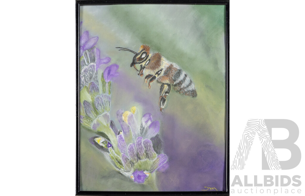 Martha Catalina Flores Guerra (20th Century, Mexican), Busy Bee (2026), Original Pastel, 37H x 29W cm