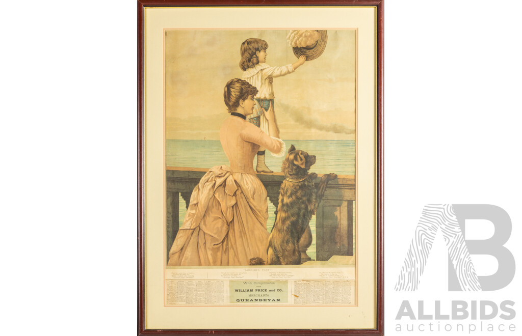 (Afte)r Illman Brothers (19th Century, American), Good-Bye Papa!, Wonderful Antique Victorian Commercial Promotional Calendar C1891), 82H x 60W cm (frame)