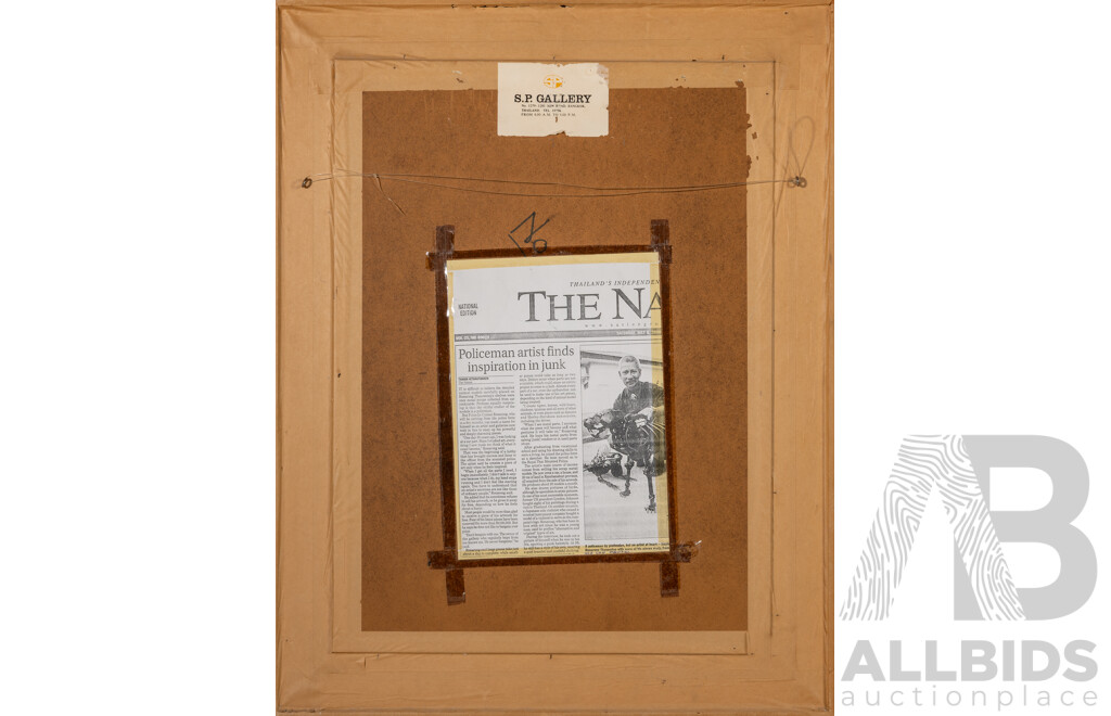 Police Lt-Colonel Ronarong Thanomtap, (20th Century, Thai, Working C2000s), Buddha Faces, Original Ink & Pigment on Fabric Panel, 72 x 56 cm