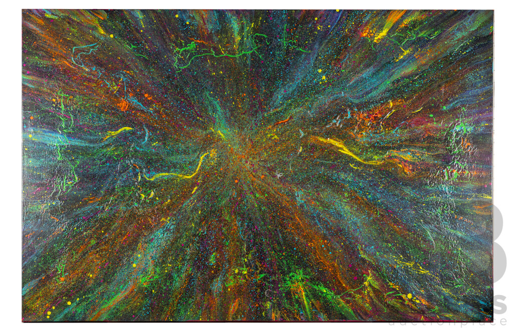 Artist Unknown (20th Century), Cosmic Tangled Web - A Nod to Pollock, Original Mixed Media on Canvas, 183H x 123W cm