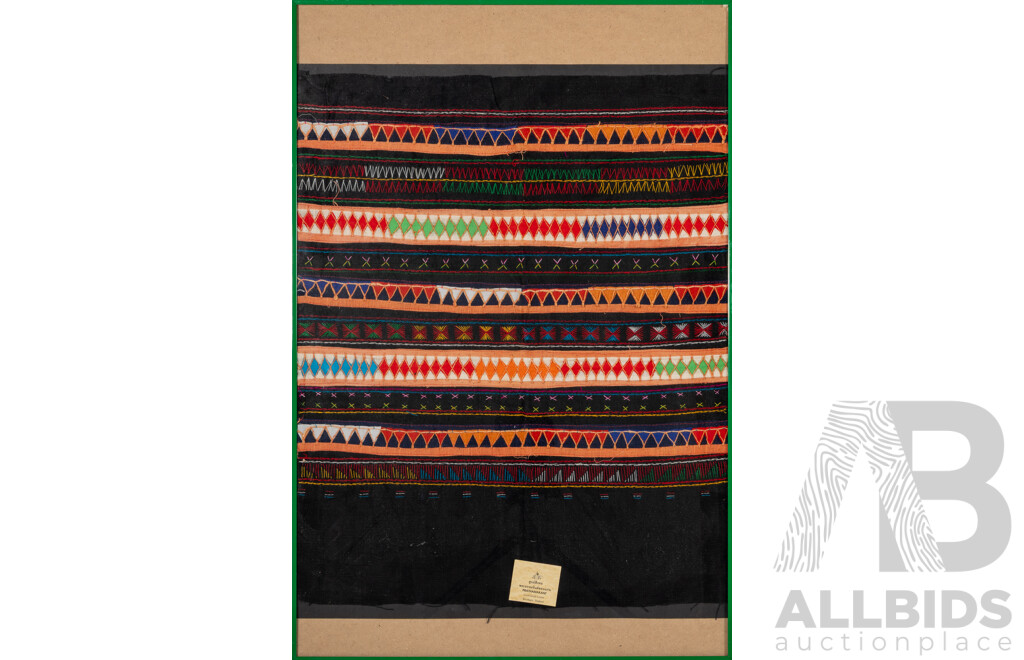 Akha Hill Tribe Hand Embroidered Vintage Cloth Panel, 77 x 52 cm (frame)
