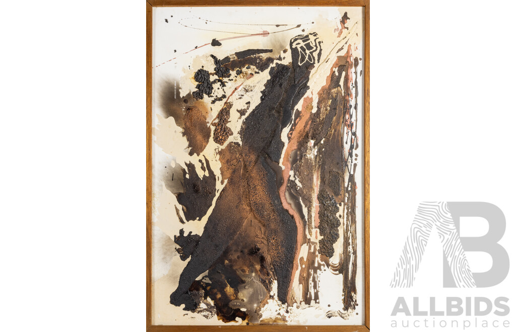 Ray Franzi, (20th Century, Australian, 1929-2025), Abstract - Steel Man (1970), Wonderful Original Mixed Media on Board, 64W x 94H cm (frame)