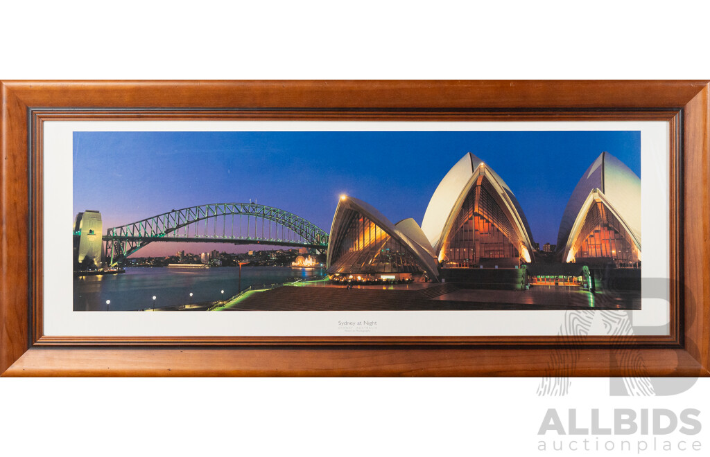 Peter Lik, (20th Century, Australian, 1959-), Sydney at Night, Sydney Australia, Original Reproduction Print of Colour Photograph, 48 x 112 cm (frame)