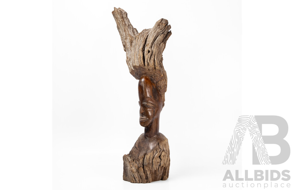 Artist Unknown, (20th Century, African), Vintage Hand Carved Zambian Ebony Head, 58 cm (approx. height)