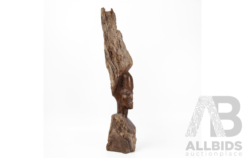 Artist Unknown, (20th Century, African), Vintage Hand Carved Zambian Ebony Head, 58 cm (approx. height)