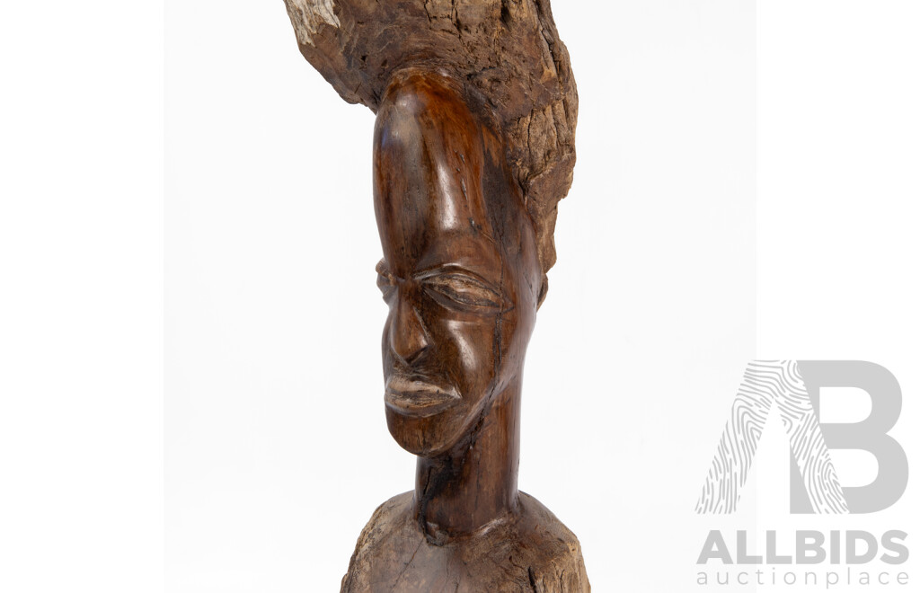 Artist Unknown, (20th Century, African), Vintage Hand Carved Zambian Ebony Head, 58 cm (approx. height)