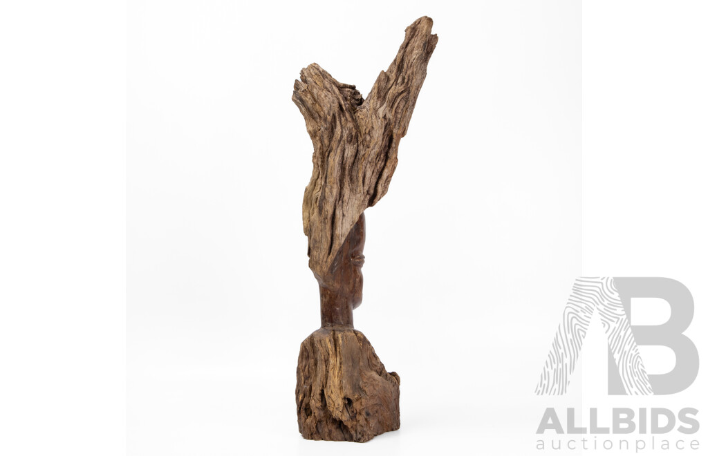 Artist Unknown, (20th Century, African), Vintage Hand Carved Zambian Ebony Head, 58 cm (approx. height)