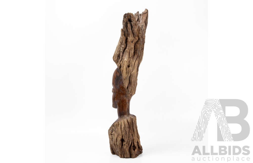 Artist Unknown, (20th Century, African), Vintage Hand Carved Zambian Ebony Head, 58 cm (approx. height)