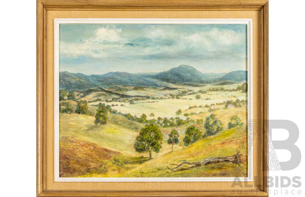 Peter Bardulis (20th Century, Latvian-Australian, 1912-1988), Rain Approaching, Wonderful Original Vintage Oil on Canvas Board, 58H x 69W cm (frame)