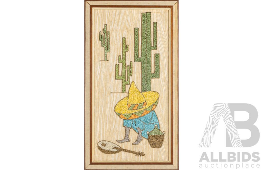 Artist Unknown (20th Century), Siesta, Original Mid-Century Modern 'Gravel' Artwork, 68H x 38W cm (frame)