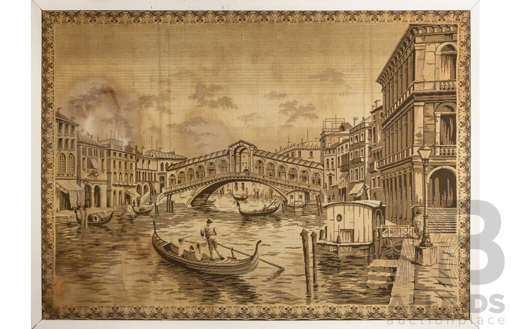 Artist Unknown, (Early 20th Century), Venice Grand Canal I, Vintage Tapestry Framed, 130 x 177 cm (frame)
