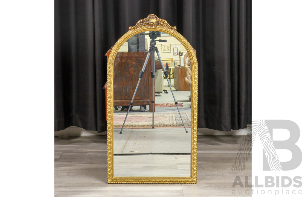 Vintage Composite Gilt Arch Top Framed Mirror