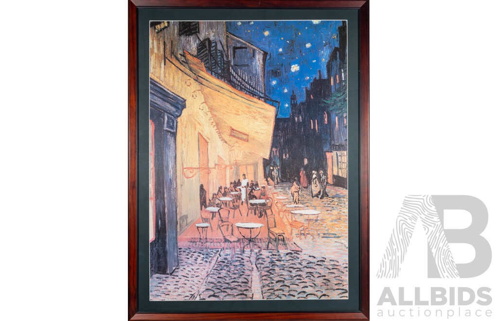Vincent Van Gogh (19th Century, Dutch-French 1853–1890), Cafe Terrace at Night, Quality Reproduction Print of Original Oil in 1888, 109 x 81 cm ((frame)
