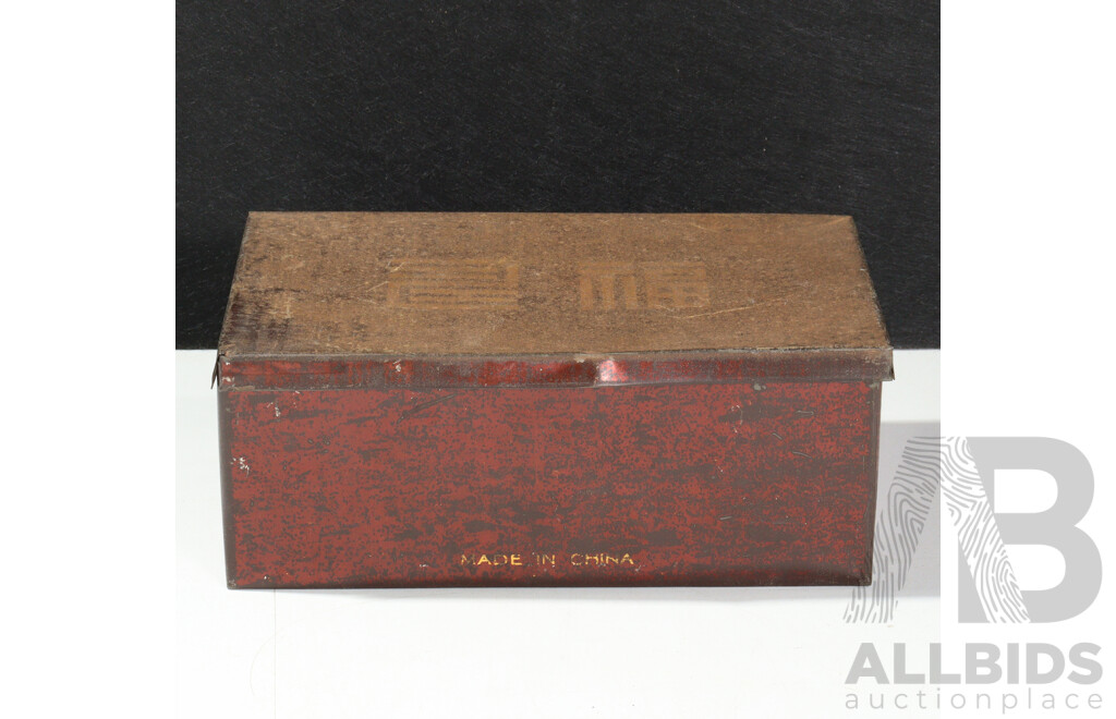 Mahjong Set with Bone and Bamboo Pieces in Tin by British Mahjong Association with Instruction Booklet