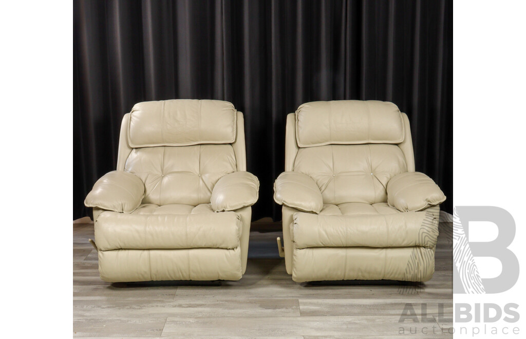 Pair of Casablanca Leather Recliners by Moran Furniture in Panacotta