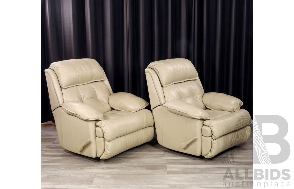 Pair of Casablanca Leather Recliners by Moran Furniture in Panacotta