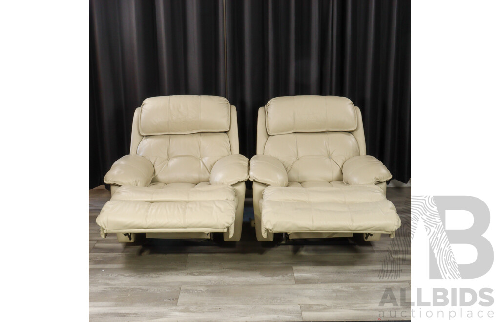 Pair of Casablanca Leather Recliners by Moran Furniture in Panacotta