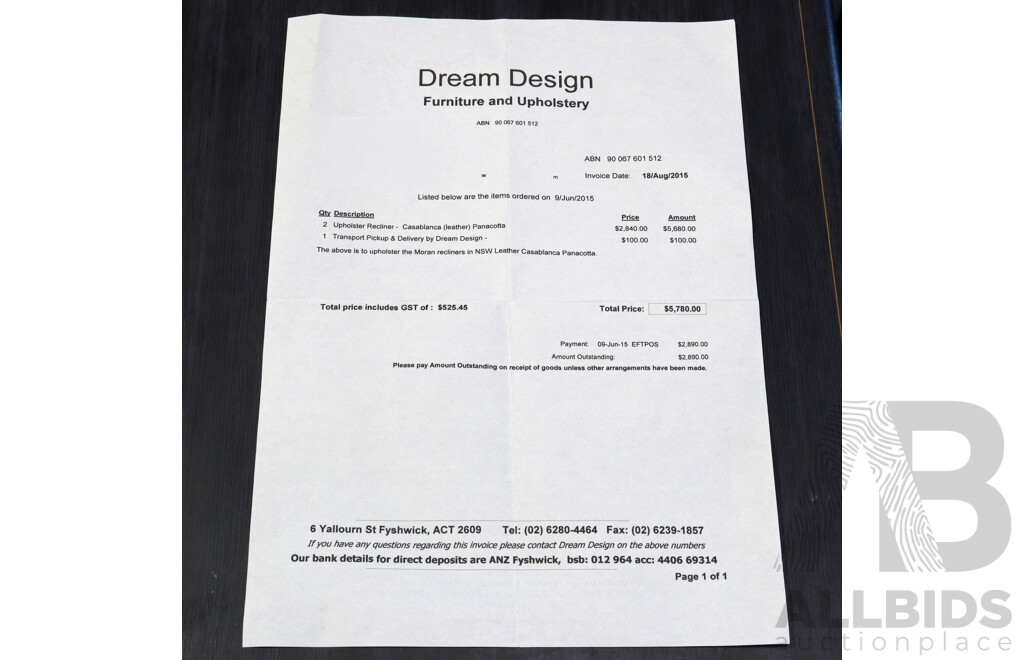 Pair of Casablanca Leather Recliners by Moran Furniture in Panacotta