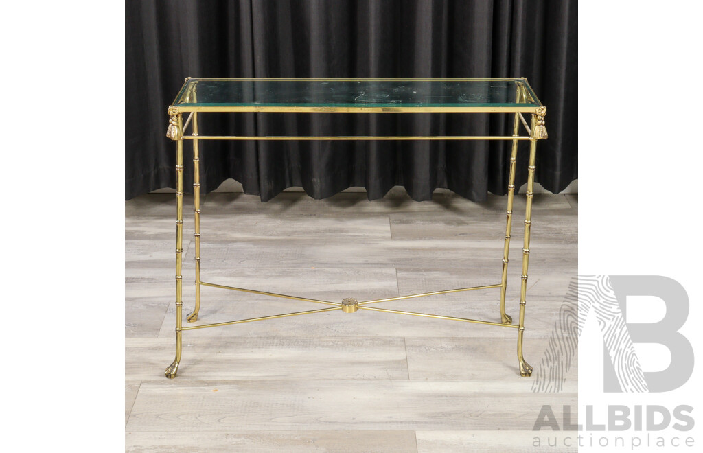 Faux Bamboo Brass Framed Hall Table with Glass Top
