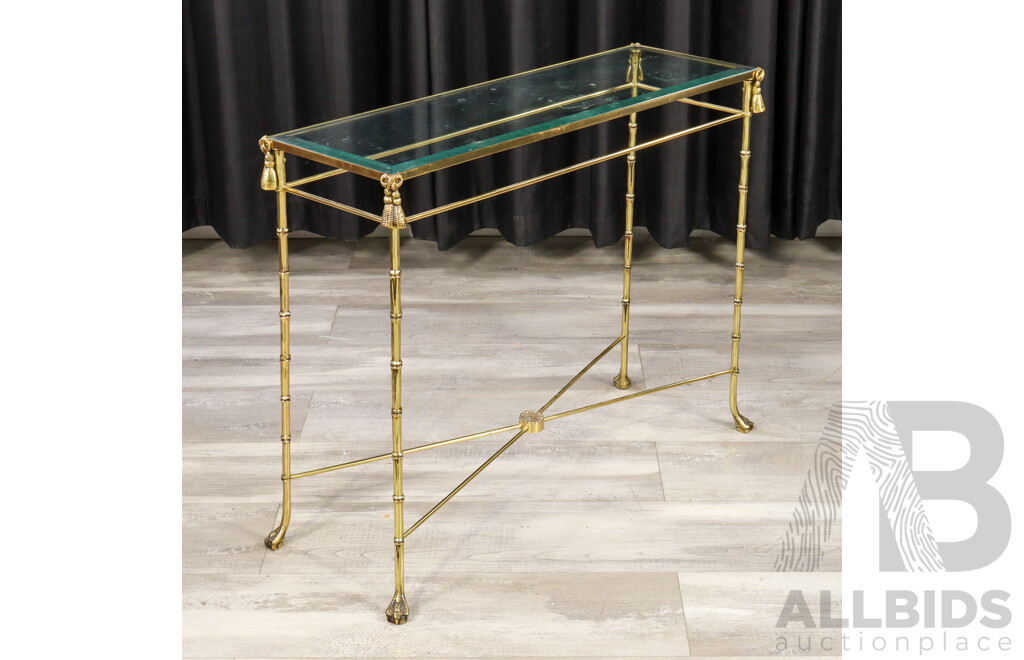 Faux Bamboo Brass Framed Hall Table with Glass Top
