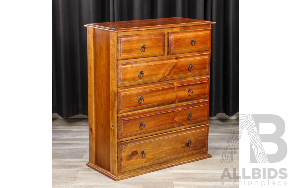 Modern Pine Three Piece Bedroom Suite Inc Pair of Bedsides and Tall Boy