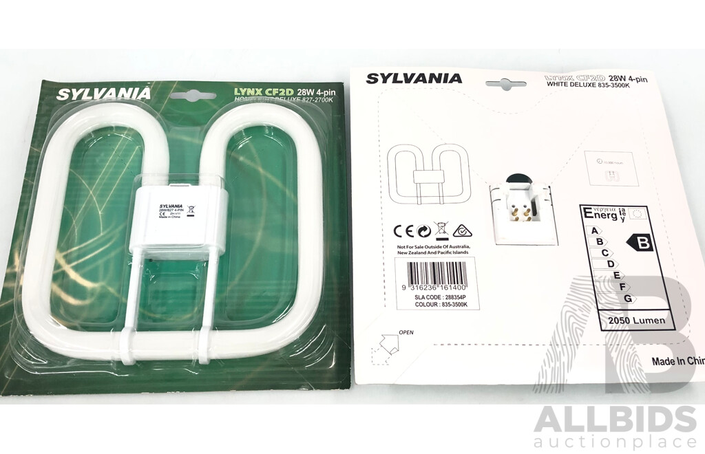 Sylvania Lynx 28 Watt Homelight Deluxe Fluorescent Loght Globes - Lot of Ten - New