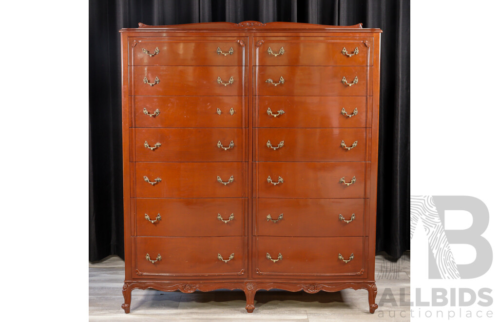 Mahogany 14 Drawer Tall Boy by Bell Bros Furniture