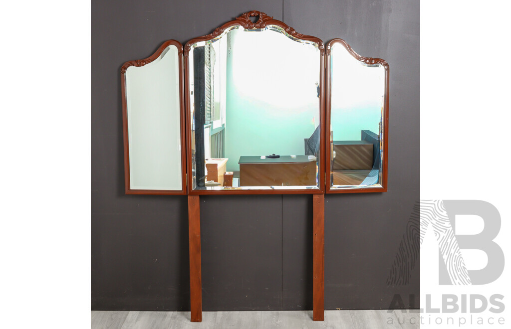 Mahogany Twin Pedestal Mirrored Back Dresser by Bell Bros Furniture