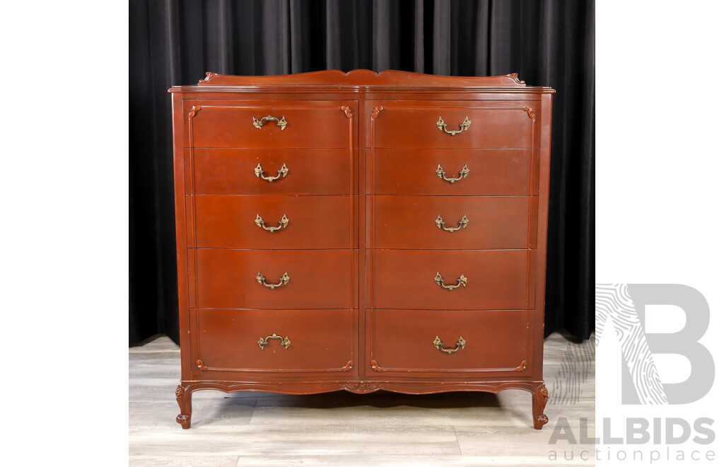 Mahogany Ten Drawer Lowboy by Bell Bros Furniture