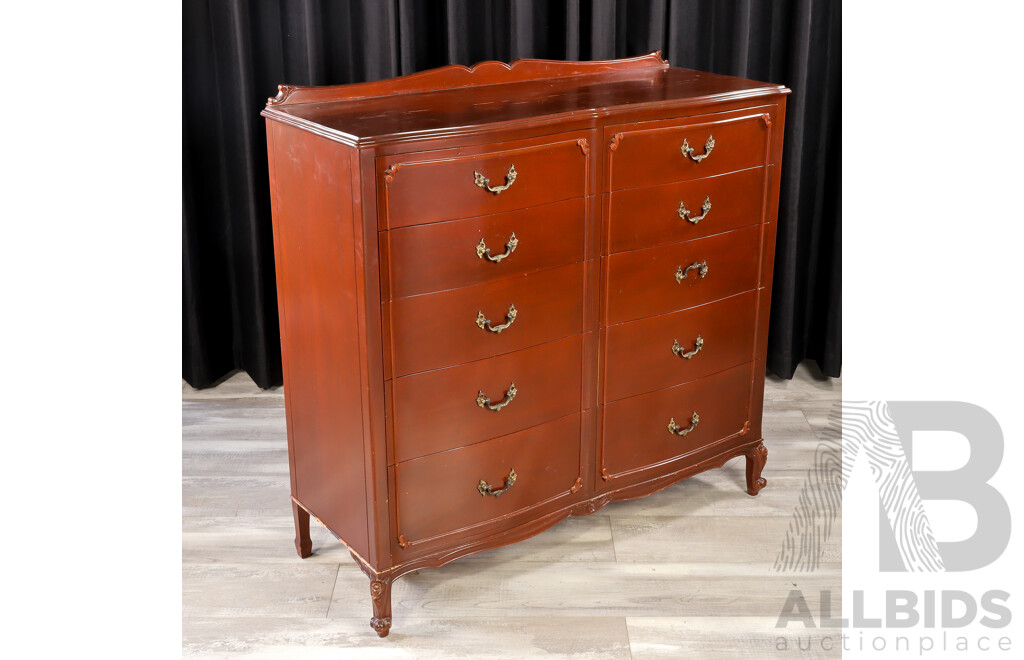 Mahogany Ten Drawer Lowboy by Bell Bros Furniture