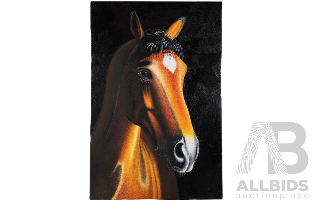Artist Unknown (20th Century), Equine Portrait, Original Oil on Canvas, 91 x 61 cm (edge to edge)