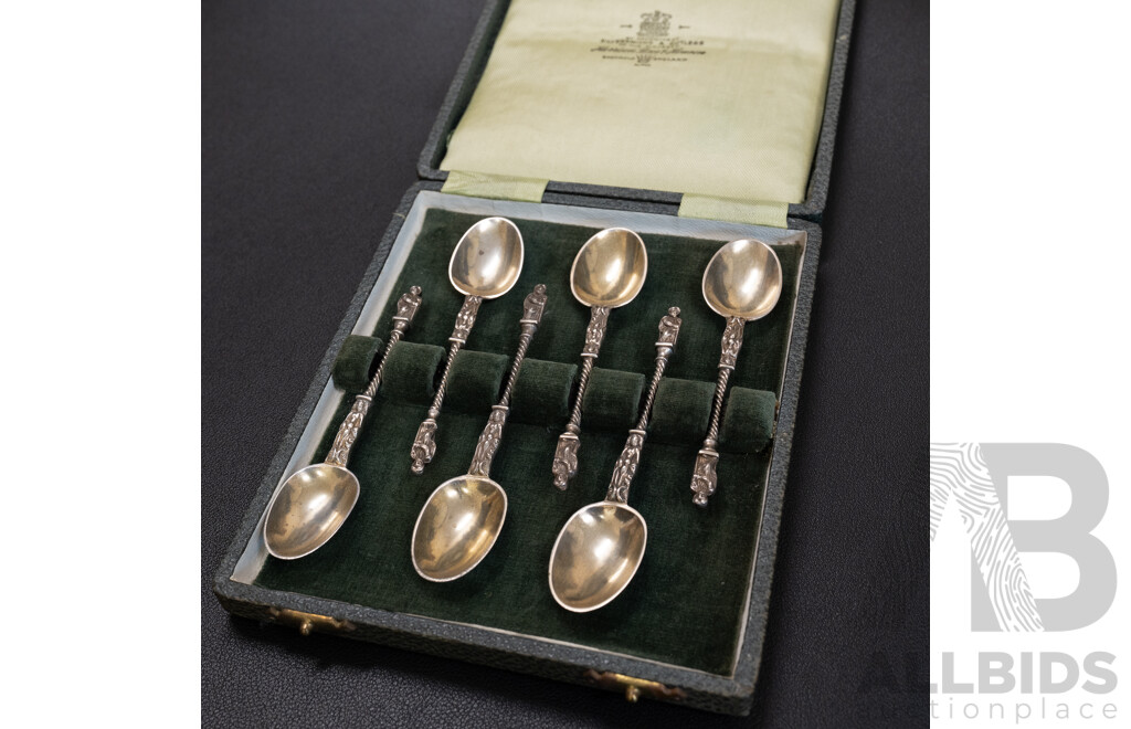 Six Sterling Silver Apostle Spoons Henry John Lias, London, 1865-66