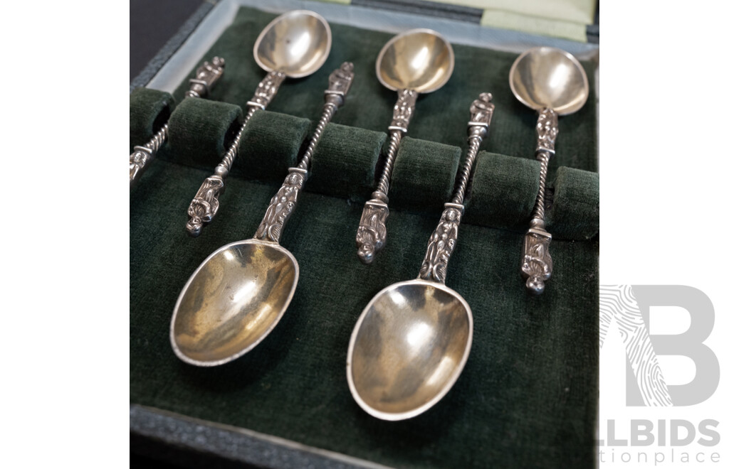 Six Sterling Silver Apostle Spoons Henry John Lias, London, 1865-66
