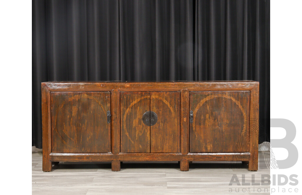 Large Chinese Timber Four Door Sideboard, Ex Silk Road Kingston